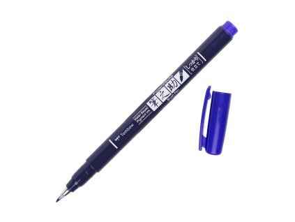 Štětcový fix Tombow Fudenosuke Hard modrý, elastický hrot pro lettering a kaligrafii