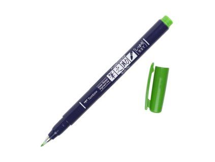 Tombow Fudenosuke Hard zelený, štětcový fix s elastickým hrotem a vodním inkoustem