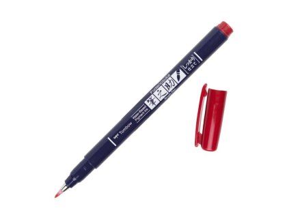 Tombow Fudenosuke Hard červený, štětcový fix s elastickým hrotem pro lettering a kaligrafii