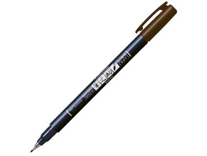 Tombow Fudenosuke Hard hnědý, štětcový fix s elastickým hrotem pro lettering a kaligrafii