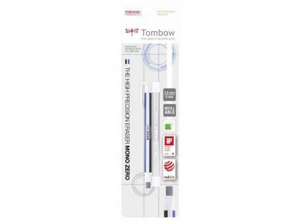Tombow Mono Zero EHR-KUS guma v tužce s plochou náplní 2,5x5 mm, pruhovaná varianta s náplněmi