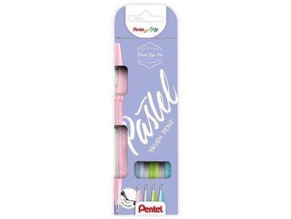 Štětcové fixy Pentel Brush Sign Pen SES15, sada 4 ks v pastelových barvách