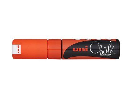 Uni Chalk Marker PWE-8K fluo oranžový, křídový popisovač s hrotem 8 mm