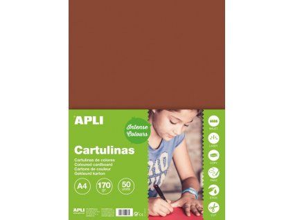 Barevný papír Apli A4 170 g/m2 hnědý, hladký matný polokarton pro tvoření
