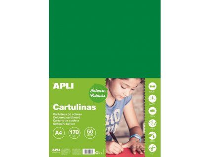 Barevný papír Apli A4 170 g/m2 tmavě zelený, hladký matný polokarton