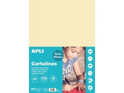 Barevný papír Apli A4 170 g/m2 béžový, hladký matný polokarton pro tisk a tvoření