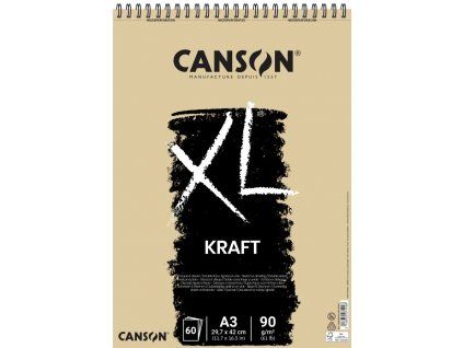 Canson XL Kraft kroužková vazba A3, 90 g, 60 listů, speciálně zbarvený papír