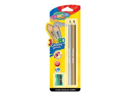 Colorino Pastelky JUMBO SUPER SOFT, sada 2 ks zlatá a stříbrná s ořezávátkem