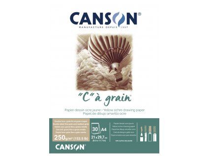 Canson C a Grain lepený blok A4, 250 g, 30 listů, okrově tónovaný papír s jemnou strukturou
