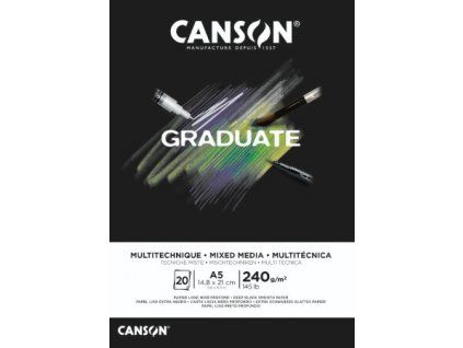 Canson Graduate Mix Media Black skicák A5, lepený, 20 listů, černý papír 240 g