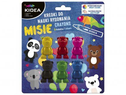 Kidea Voskovky medvídci 6 ks blistr, voskovky ve tvaru medvídků pro děti