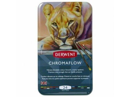 Derwent Chromaflow umělecké pastelky, sada 24 barev, měkké vysoce pigmentované jádro