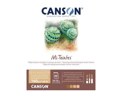 Canson Mi-Teintes lepený blok 20 listů 24x32 cm 160g, hnědé tóny