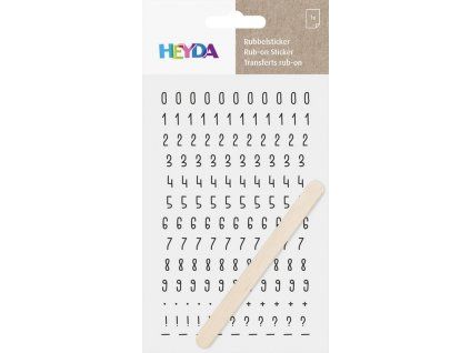 Heyda propisot černý 10x19 cm s motivy čísel, suchý obtisk na papír, sklo a dřevo