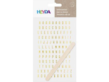 Heyda propisot zlatý 10x19 cm s motivem abecedy, suchý obtisk na papír, sklo i dřevo