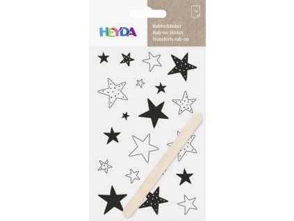 Heyda propisot černý 10x19 cm s motivem hvězd, suchý obtisk na papír, sklo i dřevo