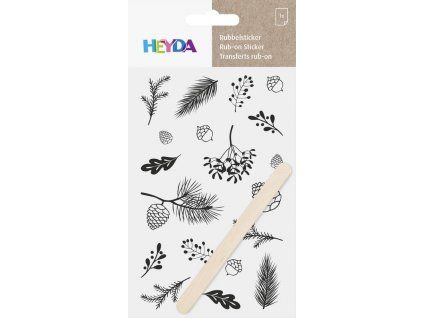 Heyda Propisot černý 10x19 cm, suchý obtisk s motivem větvičky na aršíku