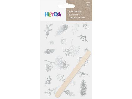 Heyda propisot stříbrný 10x19 cm, motiv větvičky, suchý obtisk na papír a lepenku