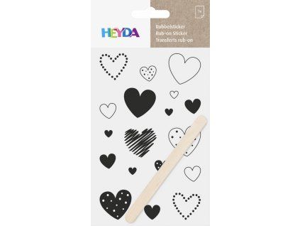 Heyda propisot černý 10x19 cm, suchý obtisk s motivem srdce na aršíku