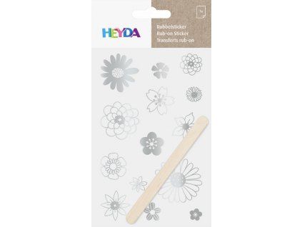 Heyda Propisot stříbrný 10x19 cm s motivy kytek, suchý obtisk na papír, sklo i dřevo