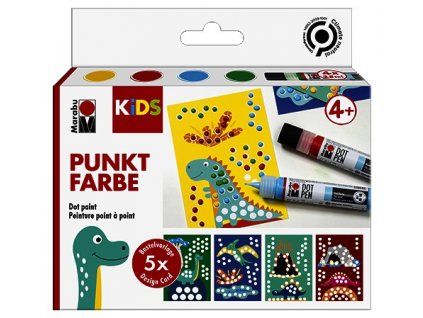 Marabu Kids Dot Pen Set Dino, sada 4 tečkovacích per s perleťovou barvou, 4 x 25 ml