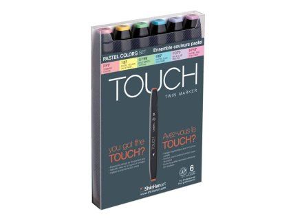 ShinHan TOUCH Twin Brush Marker sada 6 ks pastelové barvy, oboustranný alkoholový fix