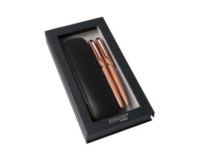 Set kuličkového a plnícího pera Online Eleganza Diamond Rosegold, kožené pouzdro - krabička