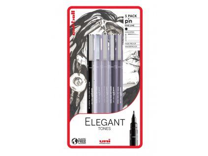 Uni PIN Elegant Tones sada 5 ks, dokumentní popisovače šedé a černé barvy