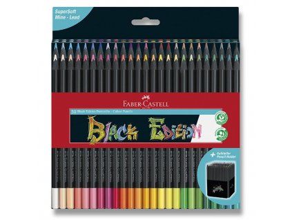 Faber-Castell Black Edition trojhranné pastelky, sada 50 barev s extra měkkou tuhou 3,3 mm