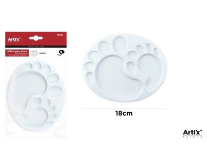 Artix plastová paleta 18 cm ve tvaru dvou stop pro akrylové a kvašové barvy