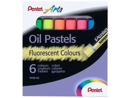 Pentel PHN-F6 olejové pastely, sada 6 fluorescentních barev japonského výrobce