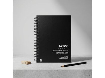 Skicovací blok Artix Premium Artists Notebook A5, 120 listů 100 g/m2, twin wire spirála, černý obal