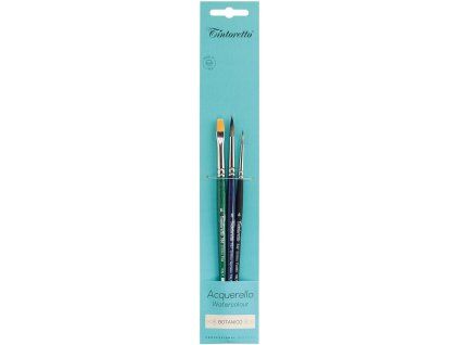 Tintoretto blistr 8107 Botanico, sada tří štětců pro akvarelovou malbu rostlinné přírody