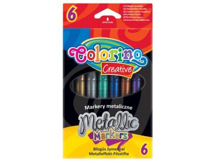 Colorino Creative Metallic Markers, sada 6 metalických fixů s třpytivým efektem