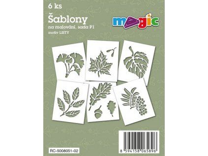 Magic papírové šablony sada P1 Listy, 6 motivů pro dekorování a kreativní tvoření