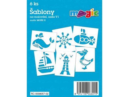 Papírové šablony Magic sada V1 Moře II, 6 motivů s námořní tematikou pro dekorování