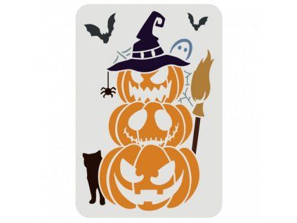 Plastová šablona A4 FINGER Inspire, motiv Halloweenské dýně, rozměr cca 29 x 21 cm