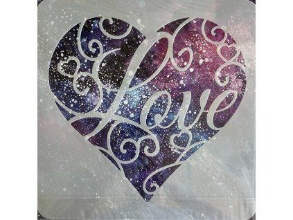 Plastová šablona FINGER Inspire 30x30 cm s motivem Srdce Love pro dekorování
