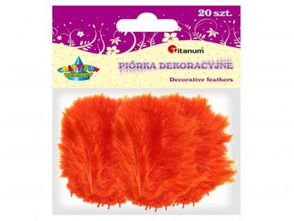 Dekorativní peříčka Titanum 20 ks, oranžová barva, pro kreativní tvoření