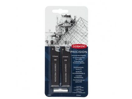 Náhradní tuhy Derwent Precision 0,7 mm HB a 2B s pryžemi pro mikrotužku