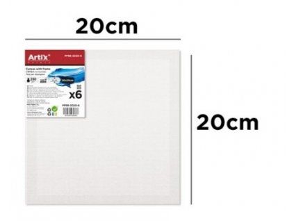 Artix Hobby bavlněné malířské plátno 20 x 20 cm, balení 6 kusů, bílý podklad