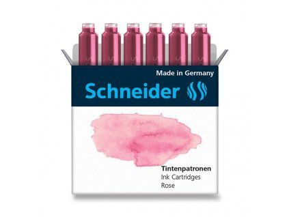 Schneider inkoustové bombičky růžové, balení 6 ks, standardní velikost pro plnící pera