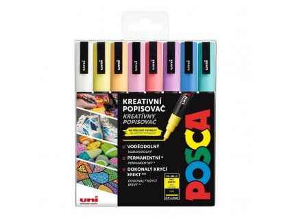 Uni Posca PC-5M akrylový popisovač, sada 8 pastelových tónů, hrot 1,8-2,5 mm