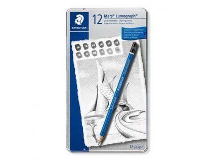 Staedtler Mars Lumograph sada 12 grafitových tužek, tvrdosti 8B až 2H, šestihranné