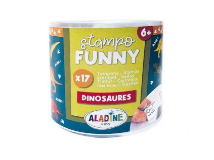 Sada 17 gumových razítek Aladine Stampo Funny s motivy dinosaurů pro děti