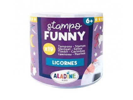 Sada 19 gumových razítek Aladine Stampo Funny s motivem jednorožců pro děti