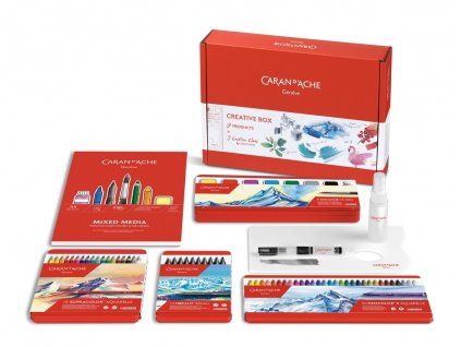 Caran d'Ache Kreativní Box, sada 9 výrobků a 3 kreativní online kurzy pro amatérské umělce