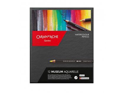 Caran D'ache Museum Aquarelle, sada 12 akvarelových pastelek v kartonovém boxu
