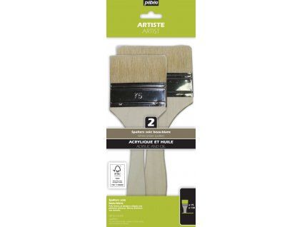 Pébéo sada 2 plochých spalterů 75 a 100 mm, štětiny White Bristle pro akryl a olej