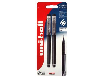 UNI Erasable Gel gumovací gelové pero s víčkem, černé, balení 2 ks v blistru
